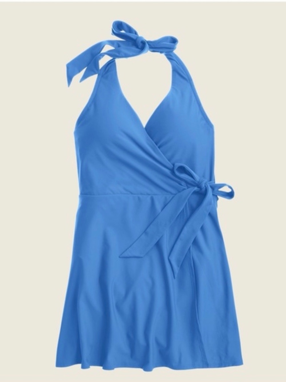 J. Crew Bright Blue Halter Wrap One-Piece Swimdress plus size 18